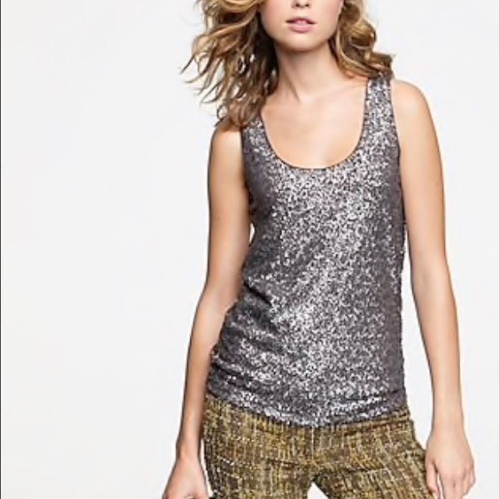 J Crew Silver Sequins Tank Top